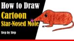 How to Draw a Cartoon Star-Nosed Mole Step by Step - very easy