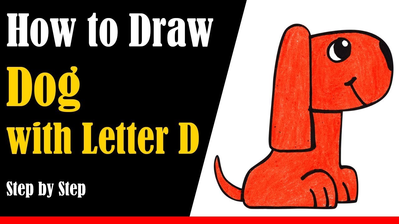 How to Draw a Dog from Letter D Step by Step - very easy