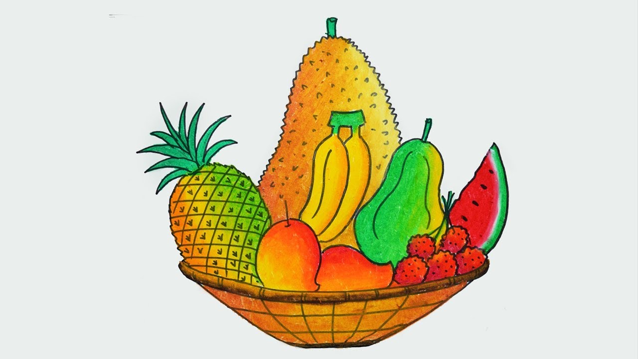 How to draw Fruit basket easy and simple (step by step)