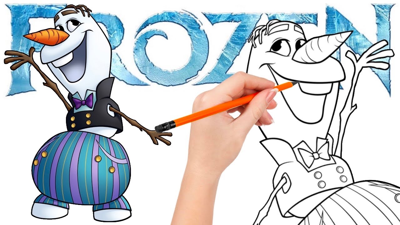 How to draw Olaf, looking refined for Anna's coronation - Frozen