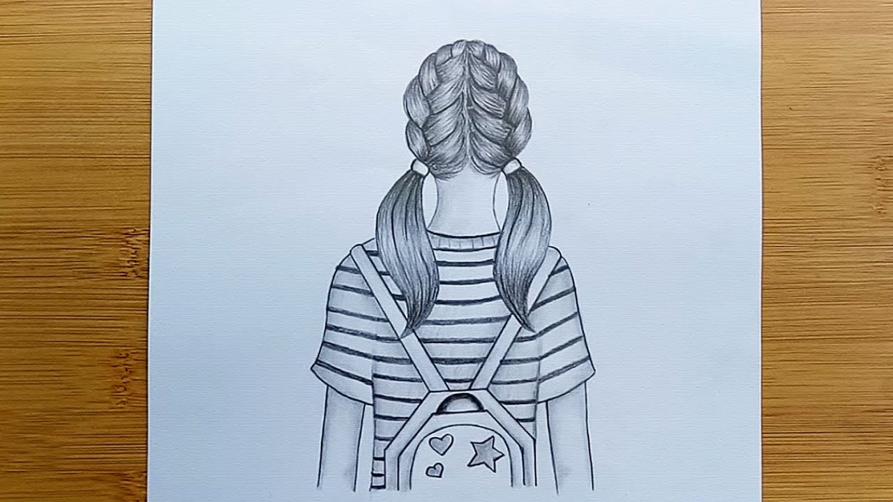 How to draw a Girl with School Bag for beginners / Pencil sketch Tutorial step by step