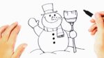How to draw a Snowman Step by Step | Christmas Easy drawings