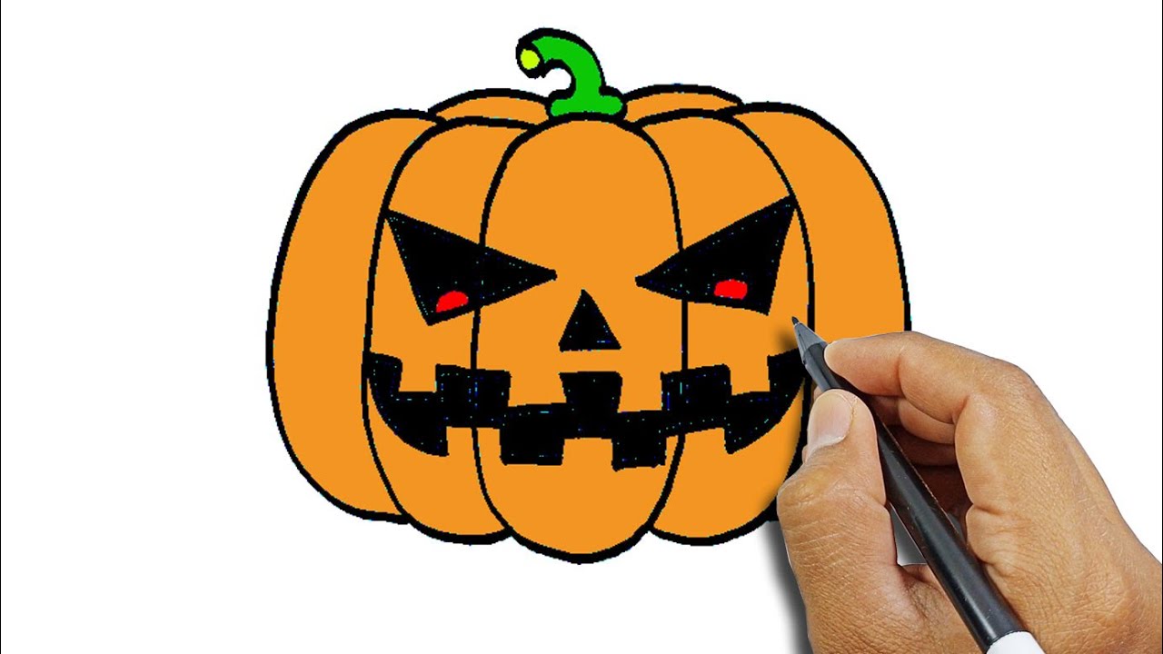 How to draw a pumpkin halloween simple drawing version | Easy Drawing Ideas For Beginners