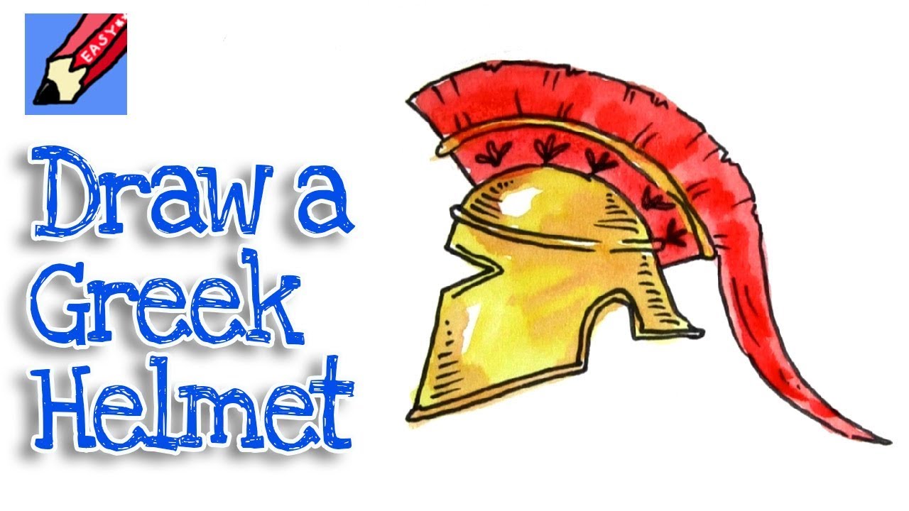 How to draw an Ancient Greek Helmet Real Easy - Hoplite
