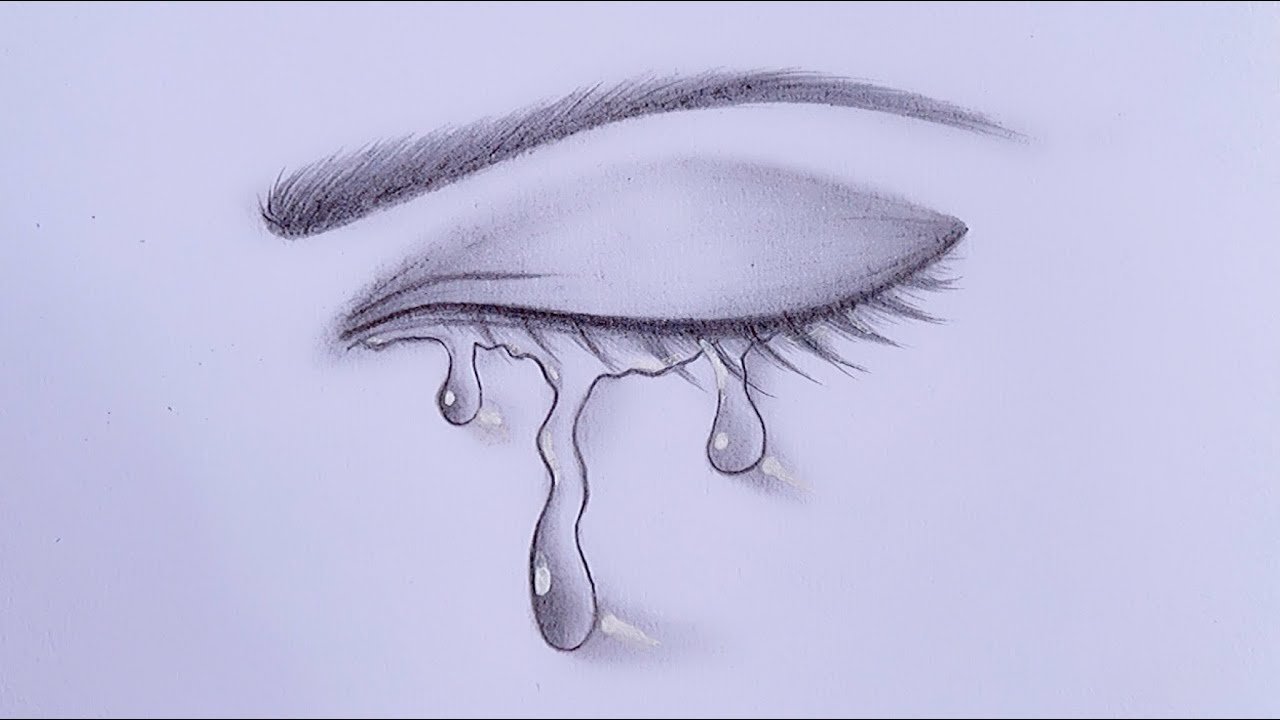How to draw an eye with teardrop for Beginners || Easy Way To Draw A Realistic Eye