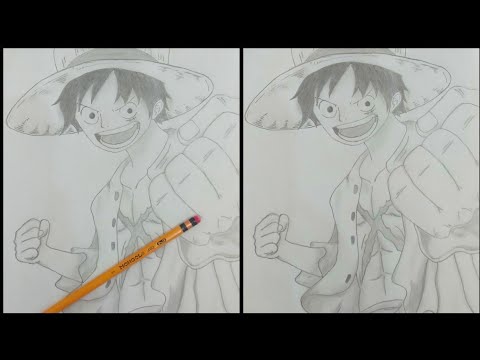 PORTRAIT DRAWING USING MONGOL PENCIL | LUFFY | ONE PIECE