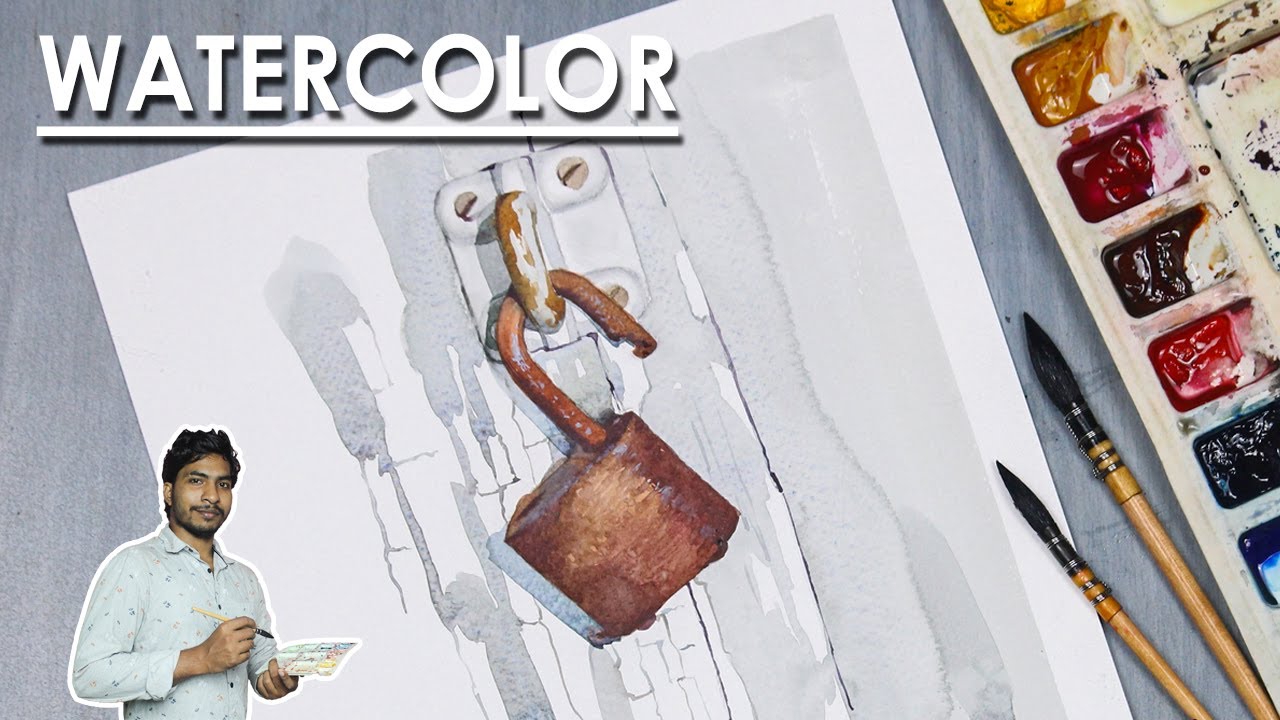 Rusty Lock - Watercolor Painting | How to Paint Rusty Metal | Supriyo