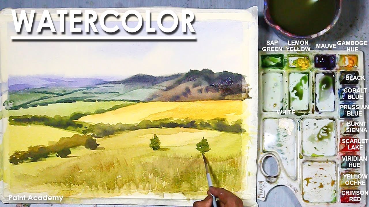 Watercolor Landscape : English Countryside Painting