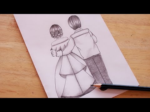 วาดรูปคู่รัก น่ารักง่ายๆ/วาดรูปคู่/วาดรูปคู่รักน่ารัก|How to draw Romantic Couple with Pencil sketch