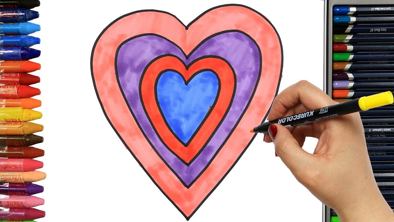 Dibujos para pintar | Dibujos para dibujar | Dibujos para colorear | Cómo dibujar corazones anidados