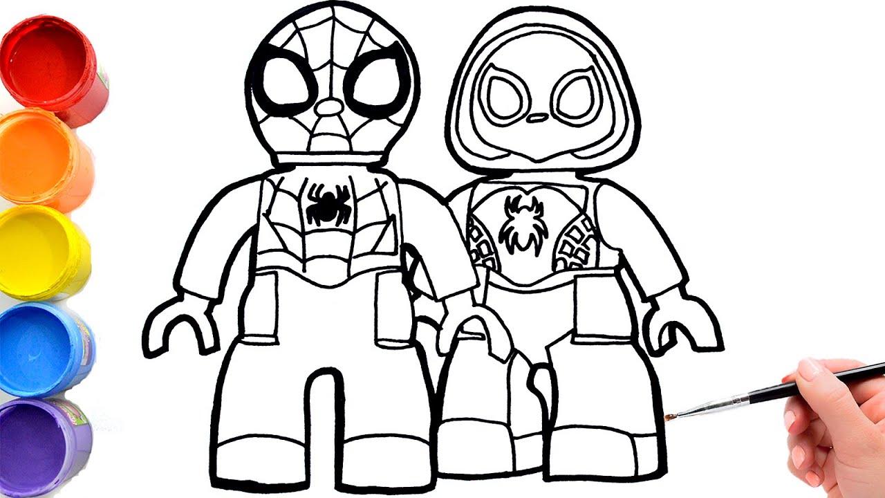 How To Draw Marvel's SPIDEY and His Amazing Friends LEGO | drawing spidey with Ghost-Spider LEGO