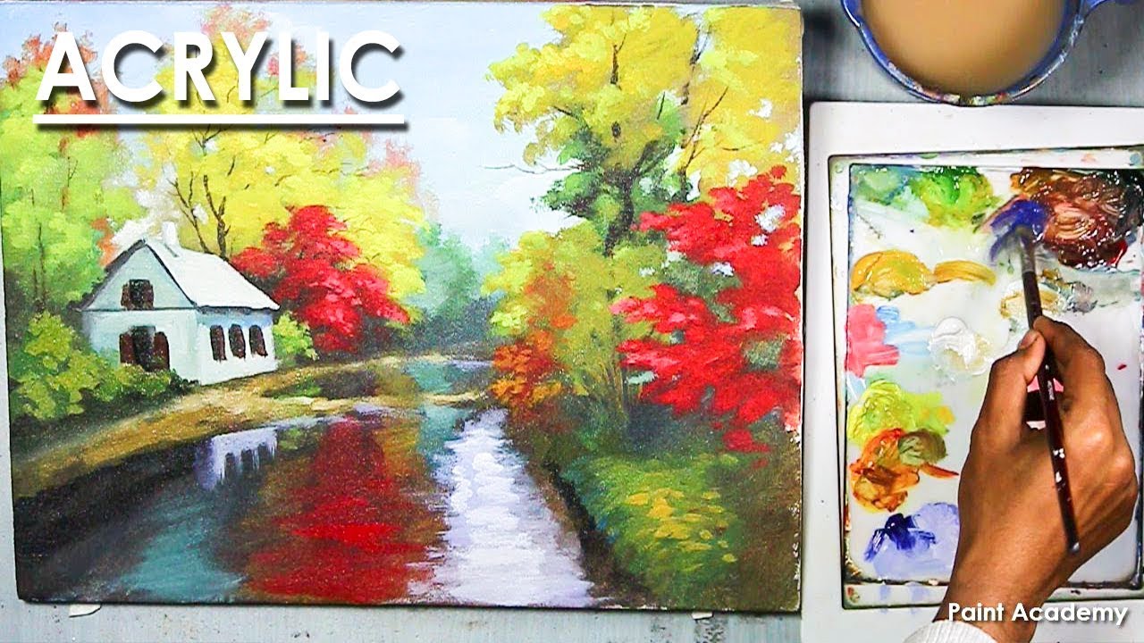 Acrylic Painting : A Spring Landscape step by step