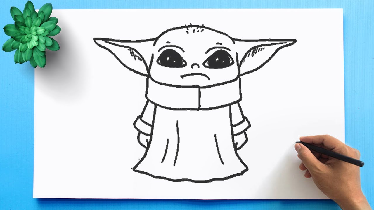 Baby Yoda Drawing | How To Draw Baby Yoda From The Mandalorian