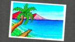 Beautiful Beach Scenery Beach scenery Drawing with oil pastels | Step by Step
