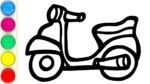 Bolalar uchun mopedning rasmini chizing | Draw a picture of a moped for kids