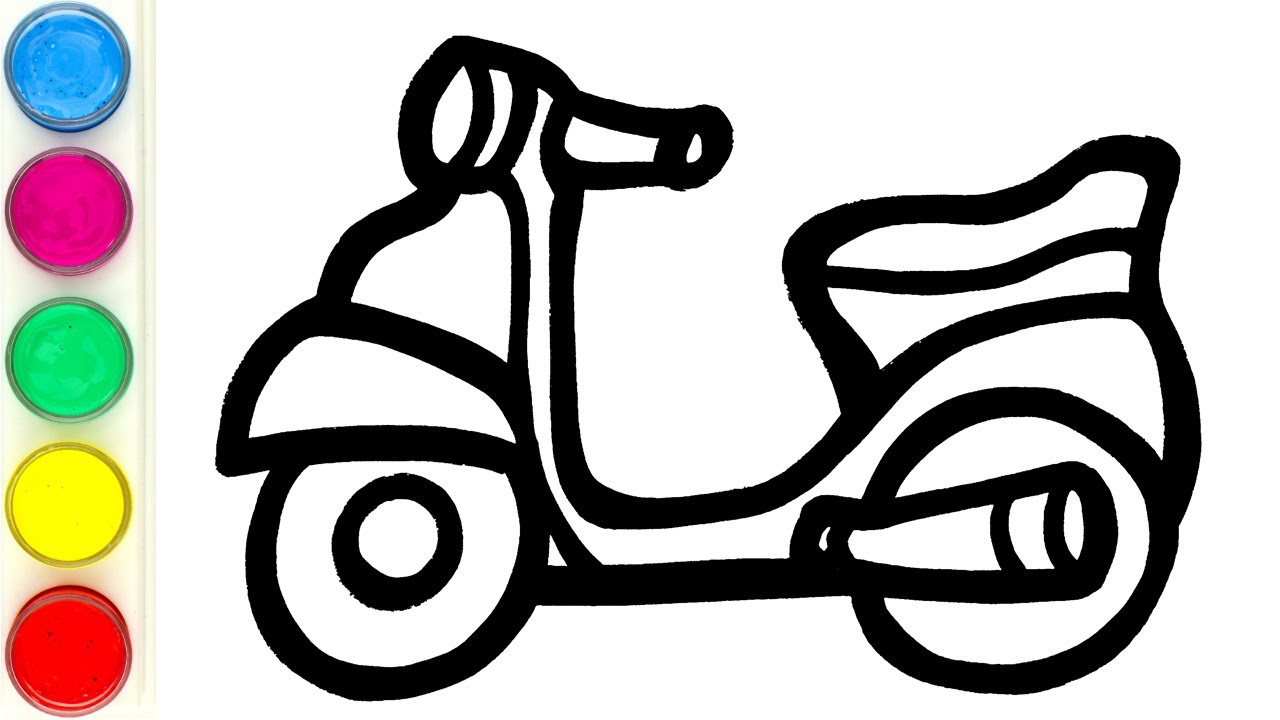 Bolalar uchun mopedning rasmini chizing | Draw a picture of a moped for kids