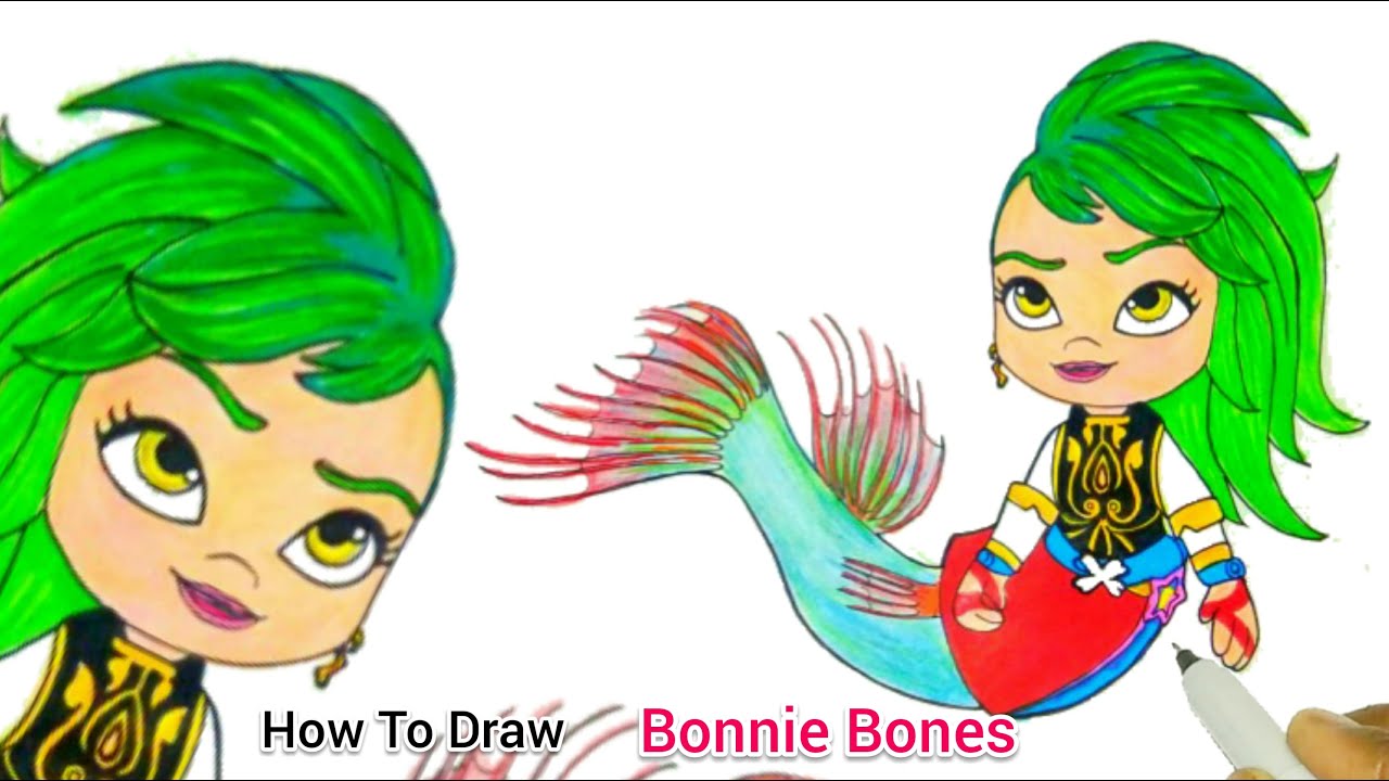 Bonnie Bones Stole the Mermaids diamond  | How To Draw Bonnie Bones From Santiago of The seas