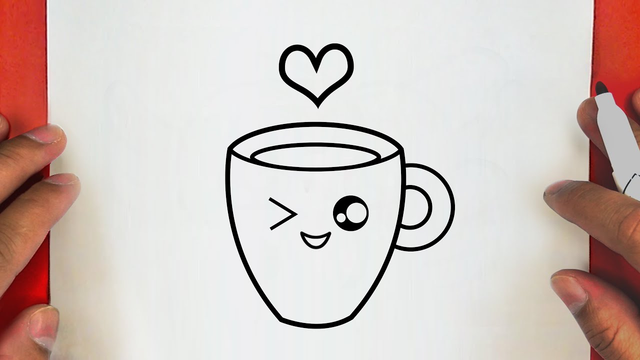CÓMO DIBUJAR UNA BONITA TAZA DE CAFÉ, KAEALL EASY PASO A PASO/HOW TO DRAW A CUTE DRINK CUP OF COFFEE