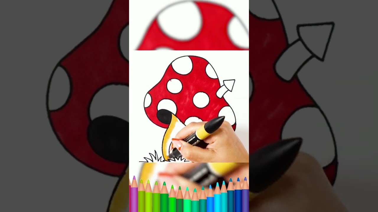 Cómo Dibujar y Colorear Casa de hongos Aprender Animales Aprender Colores Aprender Español y Inglés