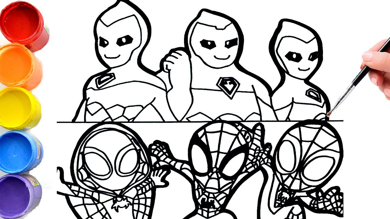 Drawing  Marvel's SPIDEY and his amazing friends - Spiderman Vs GHOST FORCE  Andy - Mike - Liv