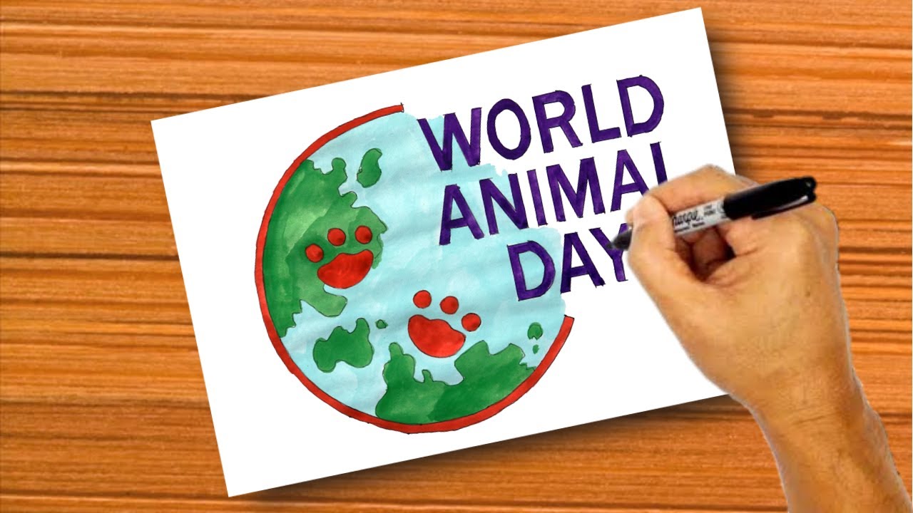 Drawing World Animal Day || Animal Day poster drawing || How to draw