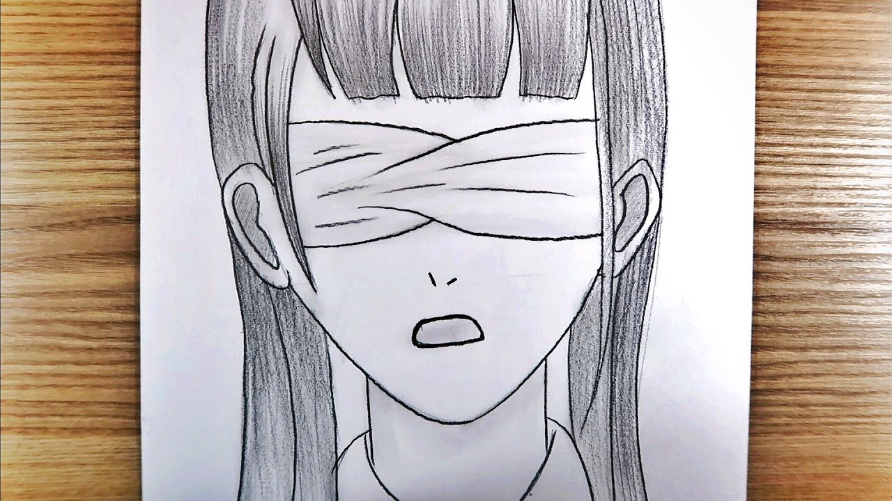 Easy Anime Sketch How To Draw Blinded Anime Girl Drawing Step By Step
