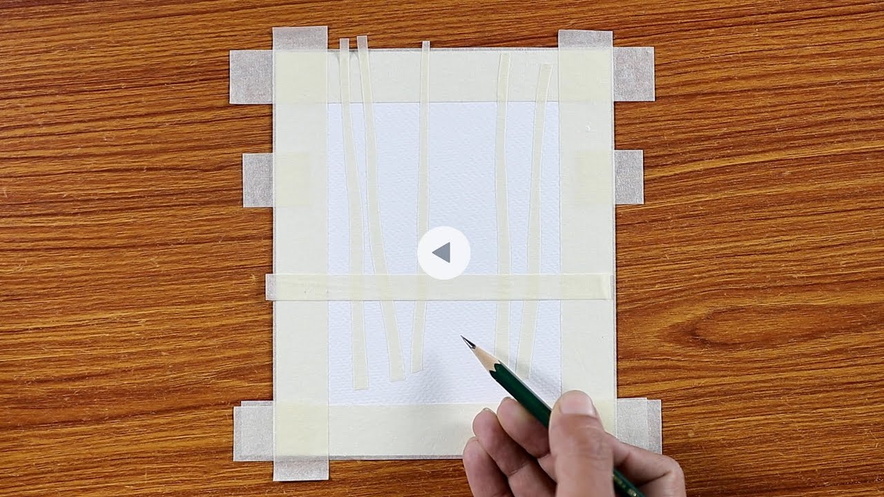 Easy Masking tape Birch Tree Trick Drawing  / Drawing with Oil Pastels / Step by Step