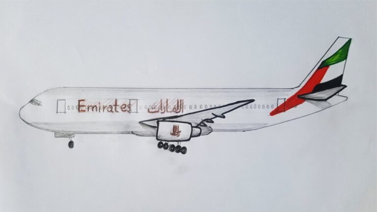 Emirates plane drawing simple| Boeing 777 drawing| How to draw emirates