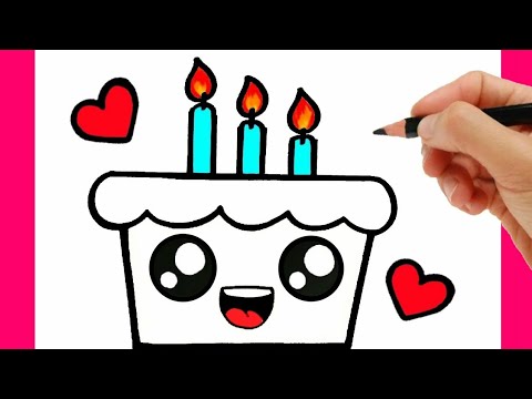 HOW TO DRAW A BIRTHDAY CAKE EASY STEP BY STEP - DRAWING AND COLORING A CAKE KAWAII