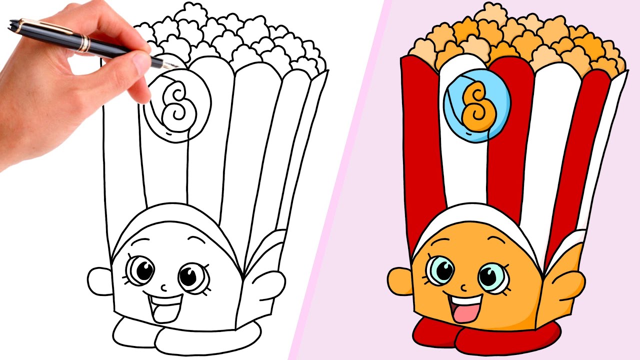 How To Draw A Cute Popcorn Super Easy Kawaii Drawing