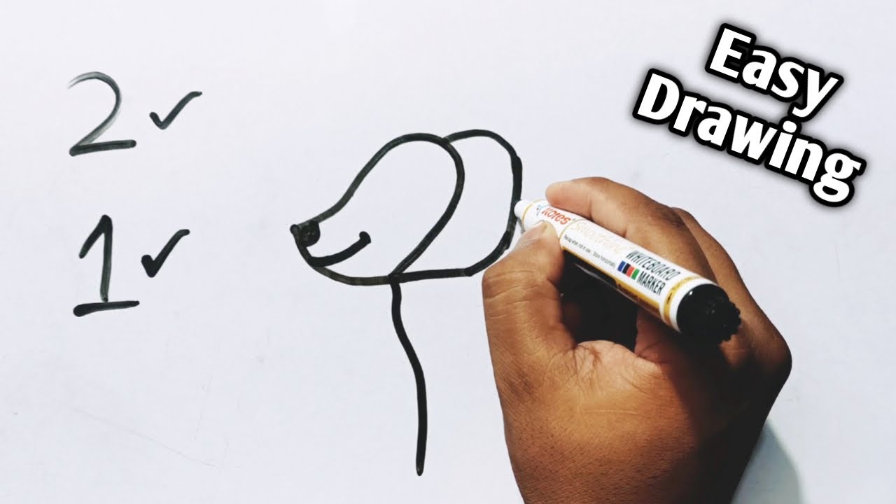 How To Draw A Dog With Number 21 | Cute Dog Drawing Easy Step By Step | How To Make A Dog Drawing
