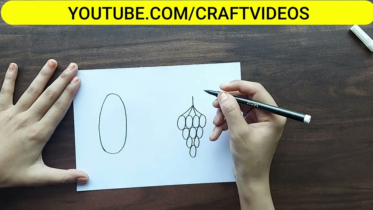 How To Draw Grapes With 0 | Number Drawing Grapes With 0