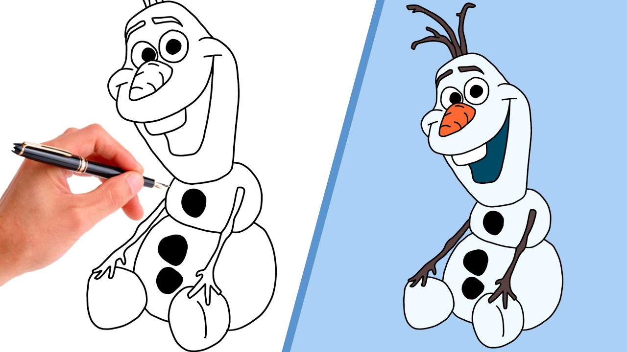 How To Draw OLAF THE SNOWMAN FROM FROZEN EASY!
