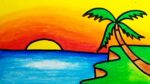 How To Draw Sunset Scenery Easy For Beginners |Drawing Sunset Scenery Step By Step
