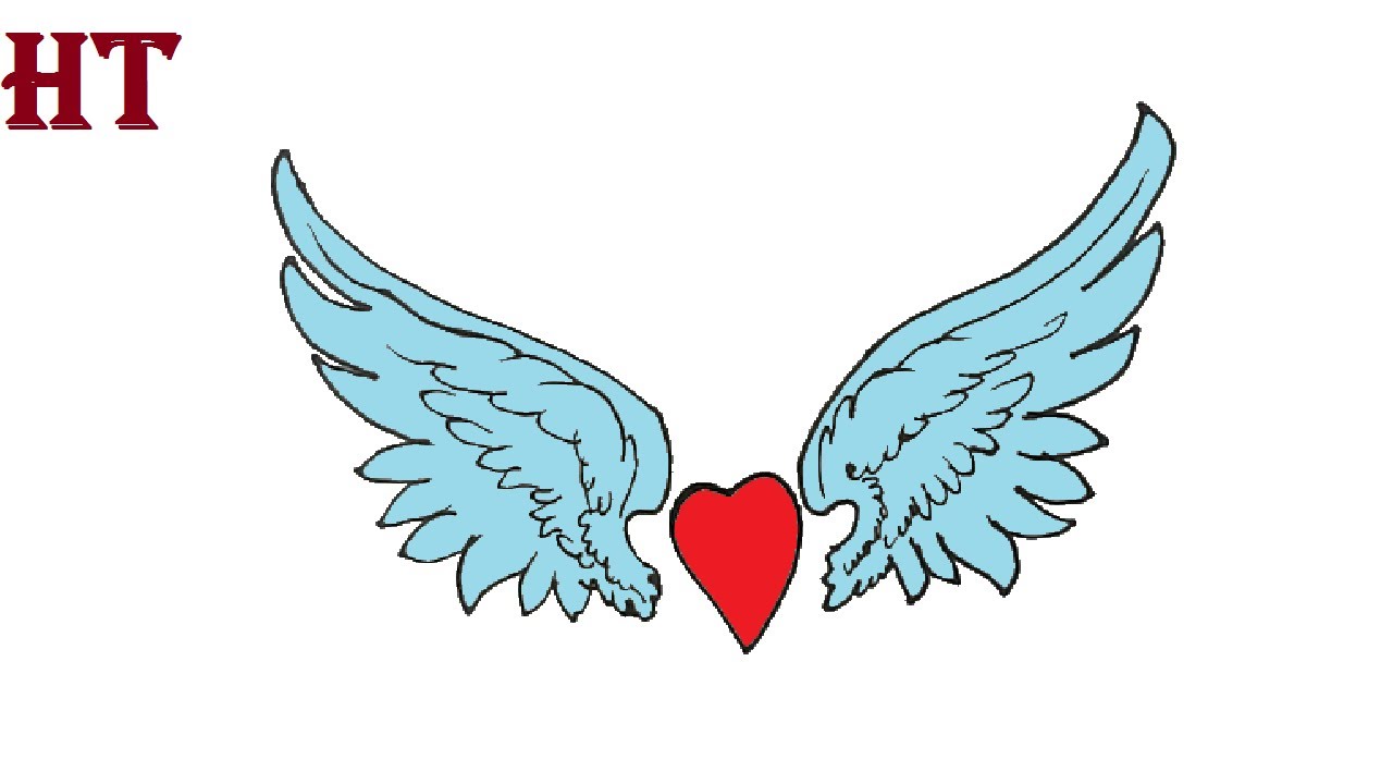 How to Draw Angel Wings on a Heart Easy