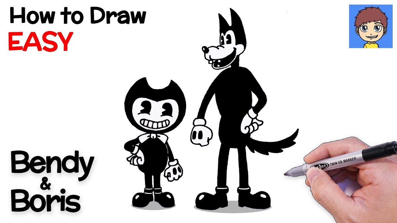 How to Draw Bendy and Boris Step by Step - Bendy And The Ink Machine Drawing