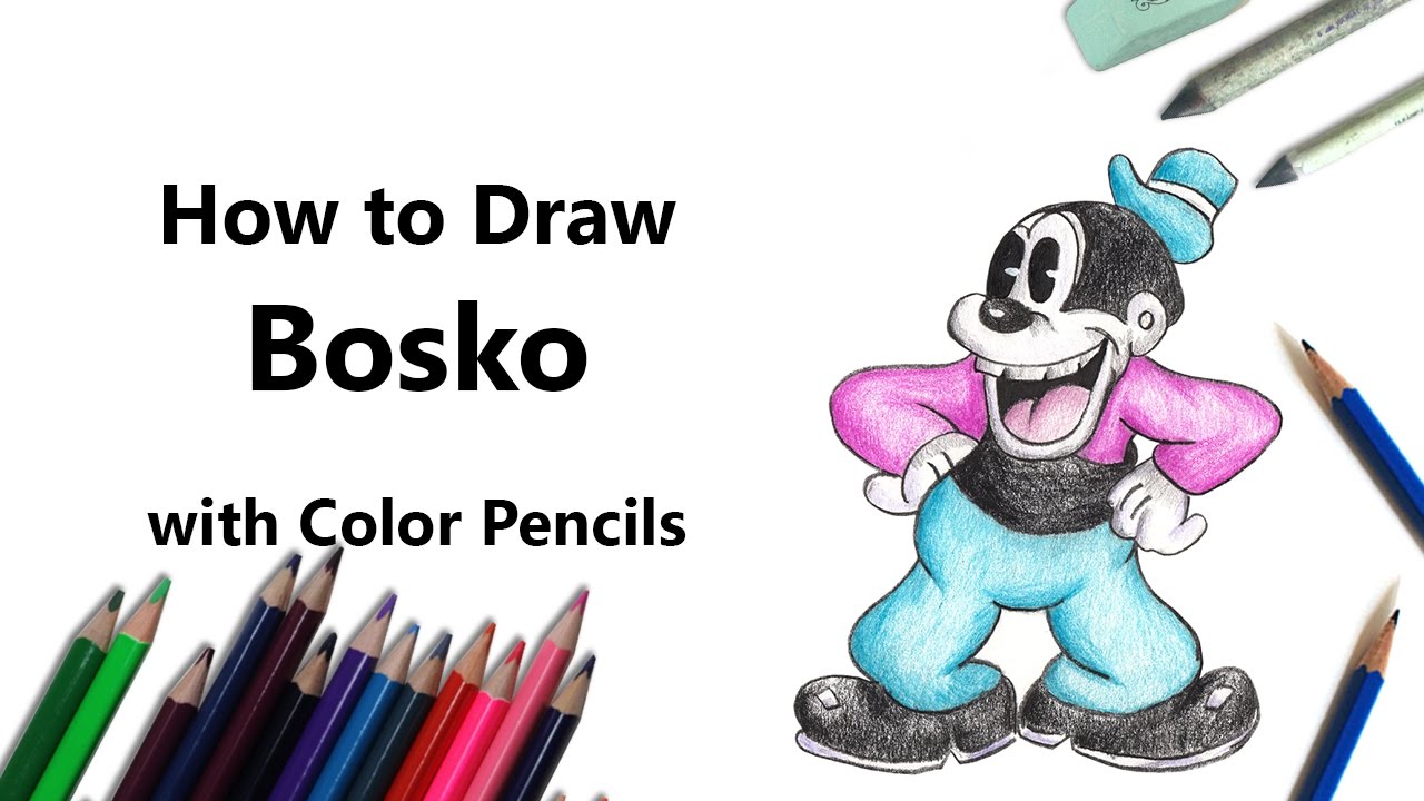 How to Draw Bosko with Color Pencils [Time Lapse]