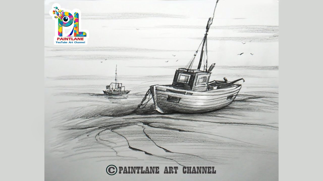 How to Draw Wooden Old Boat With Pencil Drawing and Shading