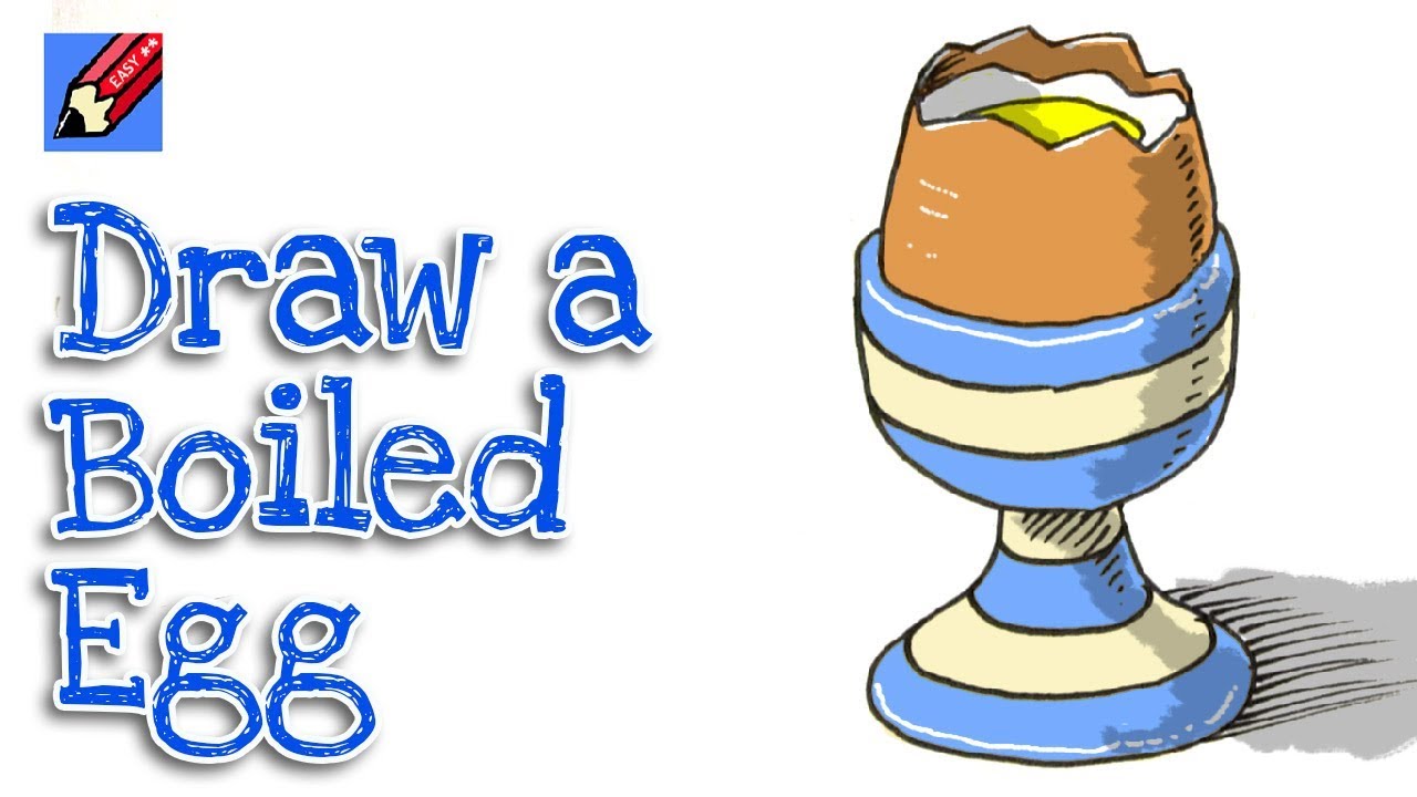 How to Draw a Boiled Egg Real Easy | Step by Step with Easy - Spoken Instructions