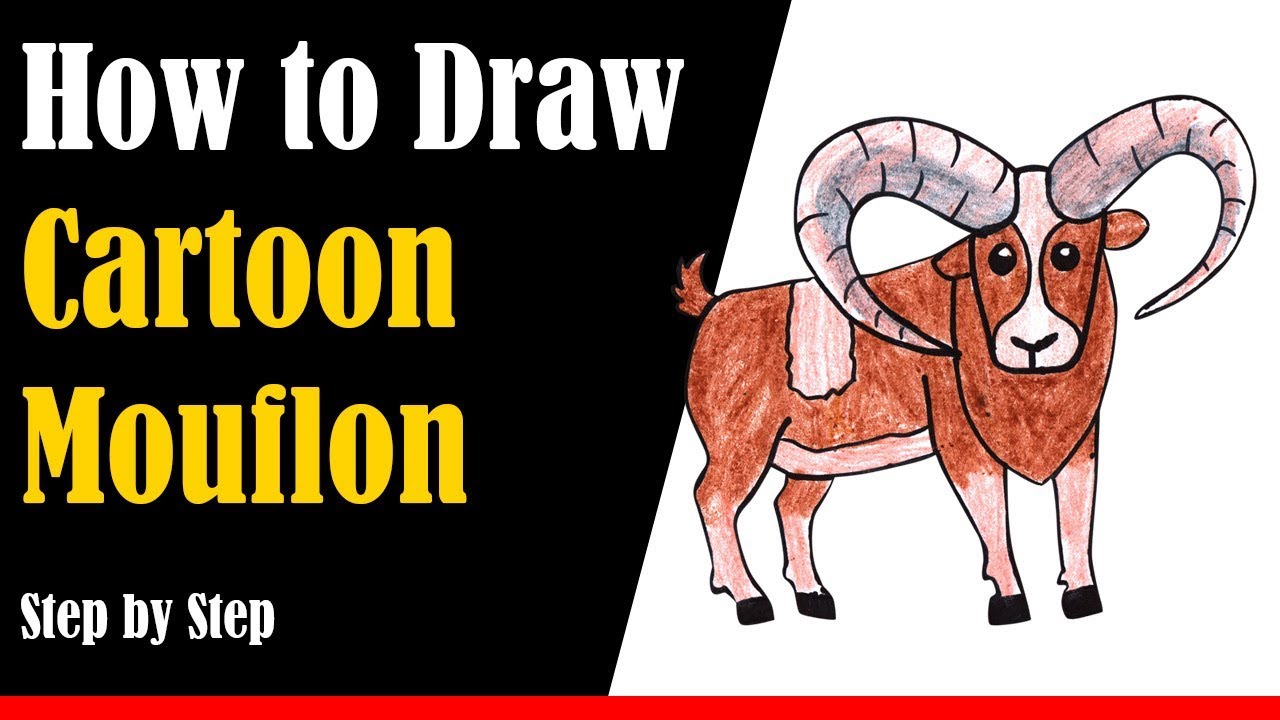 How to Draw a Cartoon Mouflon Step by Step - very easy