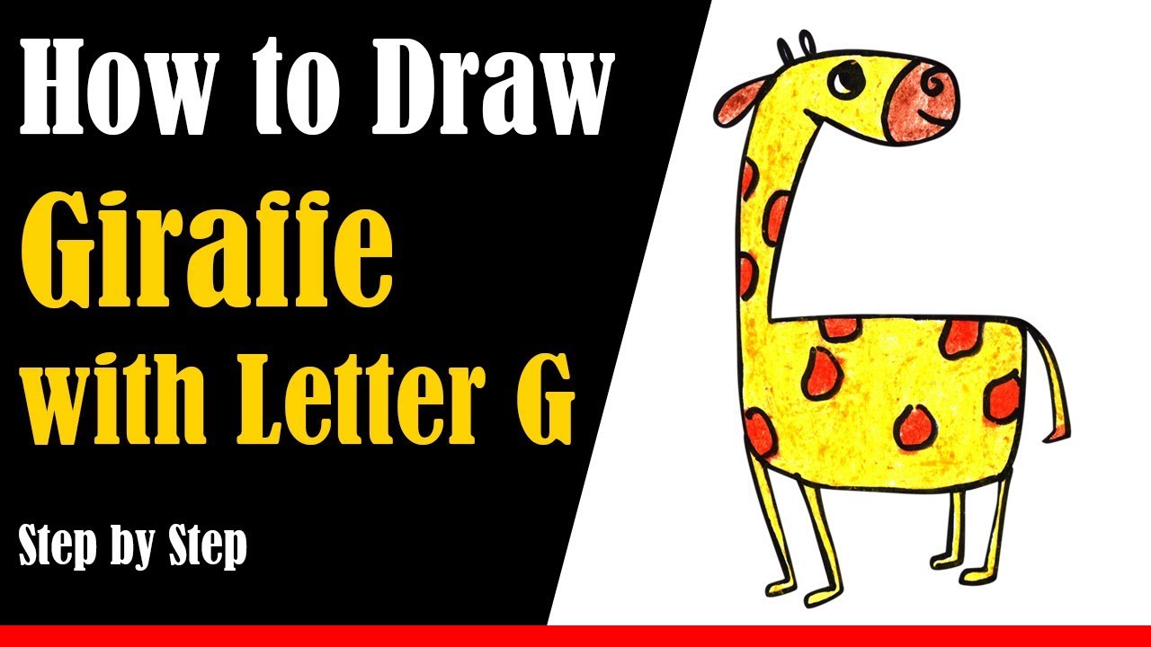 How to Draw a Giraffe from Letter G Step by Step - very easy