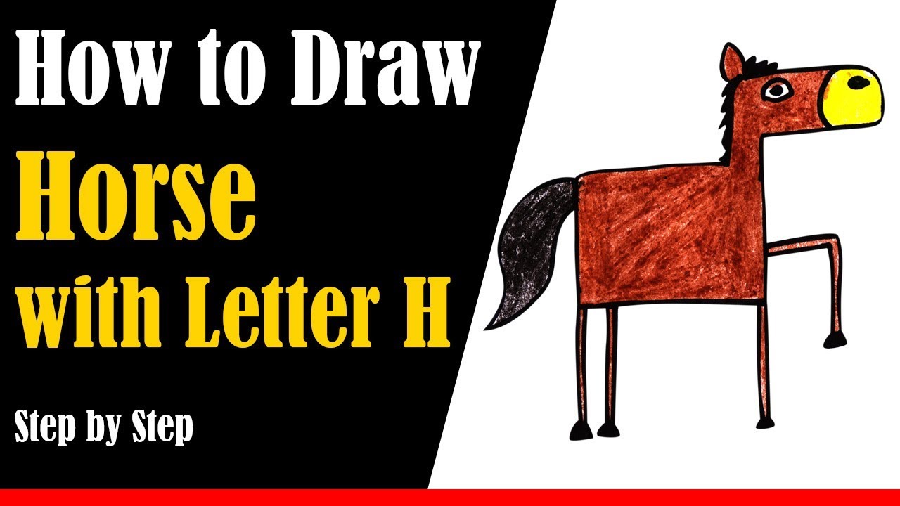 How to Draw a Horse from Letter H Step by Step - very easy