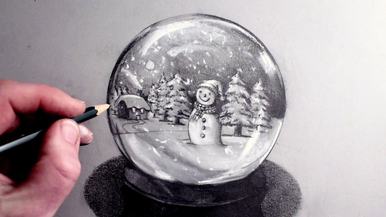 How to Draw a Snowman in a Snow Globe