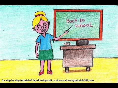 How to Draw a Teacher with Back to School - Step by Step