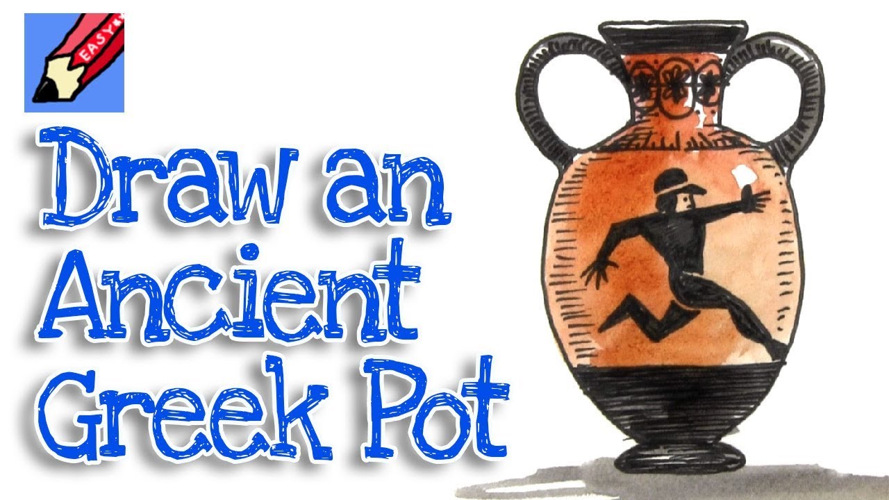 How to Draw an Ancient Greek Pot Real Easy - Step by Step - Amphora