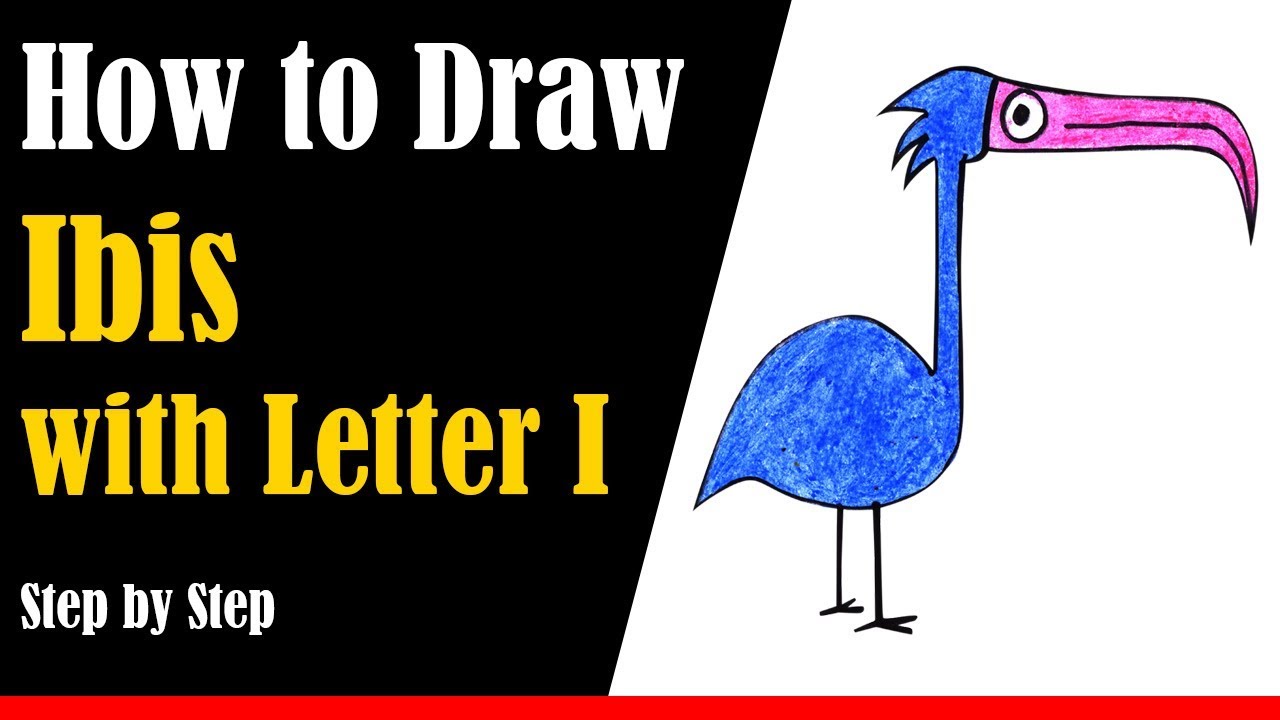 How to Draw an Ibis from Letter I Step by Step - very easy