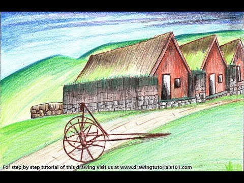 How to Draw an Old Farmhouse Step by Step - very easy