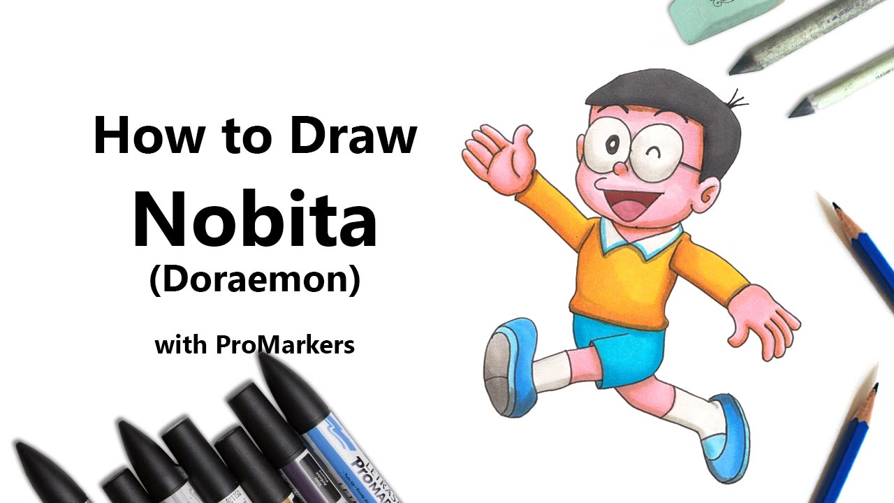 How to Draw and Color Nobita from Doraemon with ProMarkers [Speed Drawing]