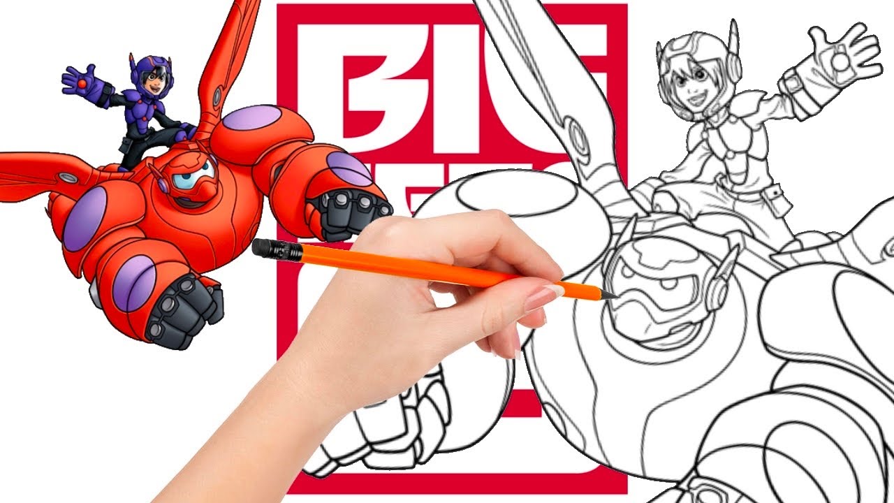 How to draw Baymax and Hiro flying - Big Hero 6