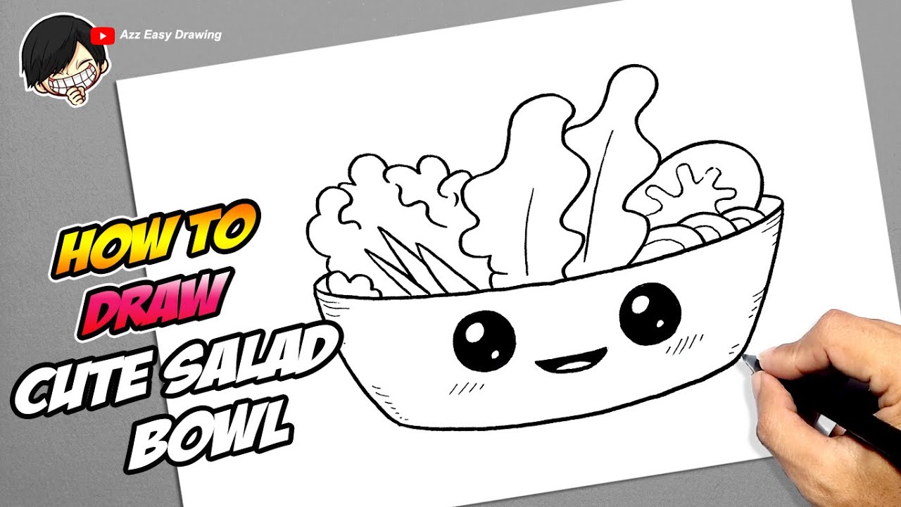 How to draw Cute Salad Bowl